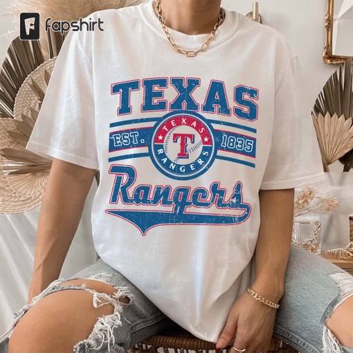 Vintage Texas Rangers T-shirt, Texas Baseball Shirt, Texas EST 1835 T-shirt, Vintage Baseball Fan Shirt