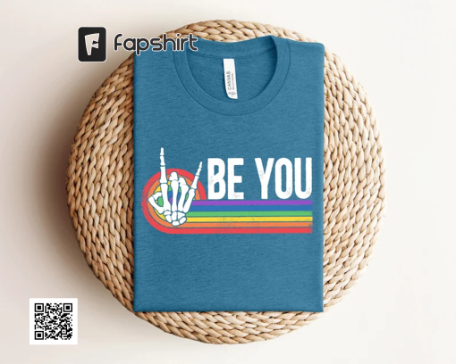 Be You Skeleton Rainbow Shirt, Rainbow Be You Shirt, LGBT Shirt, LGBT Shirt for Gift,Pride Gift, Pride Celebration Shirt, Retro Pride Shirt