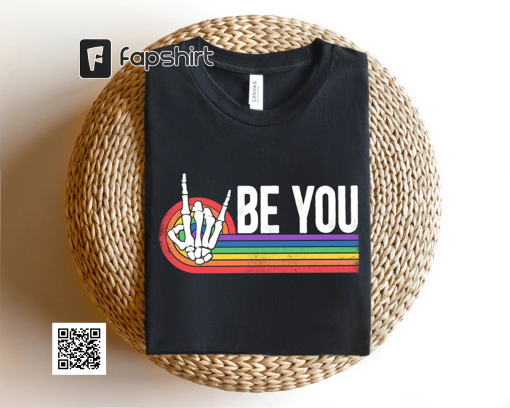 Be You Skeleton Rainbow Shirt, Rainbow Be You Shirt, LGBT Shirt, LGBT Shirt for Gift,Pride Gift, Pride Celebration Shirt, Retro Pride Shirt