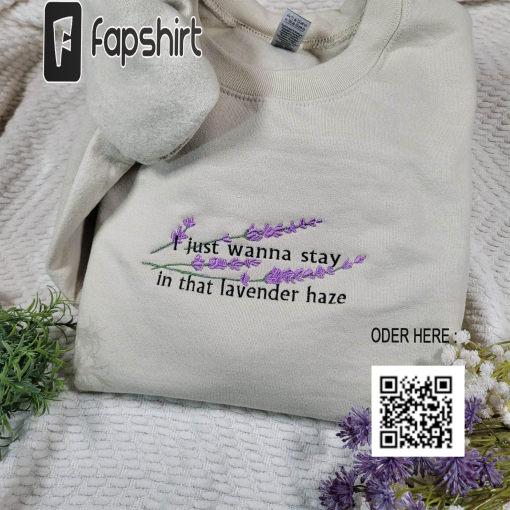 Lavender Haze embroidered sweatshirt, Gift for Her, TS Merch, Taylor Fan Gift, Taylor Merch, Meet me at Midnight, Taylor Fan,Concert Tee