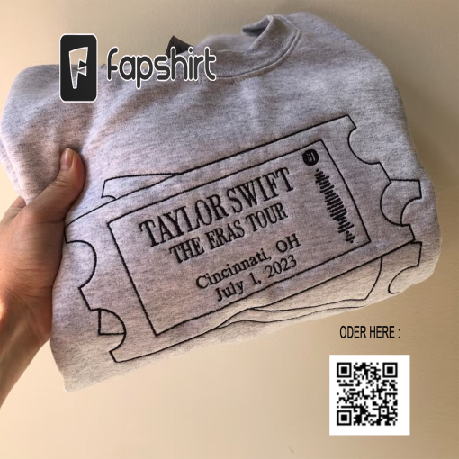 Custom Taylor Concert Ticket Embroidered Sweatshirt, Y2K Style Embroidered Crewneck, Music Merch, World Tour Taylor Swiftie Merch