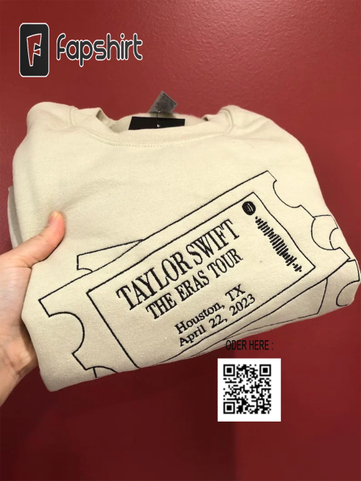 Custom Taylor Concert Ticket Embroidered Sweatshirt, Y2K Style Embroidered Crewneck, Music Merch, World Tour Taylor Swiftie Merch