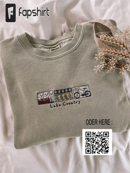 Embroidered lake country crew