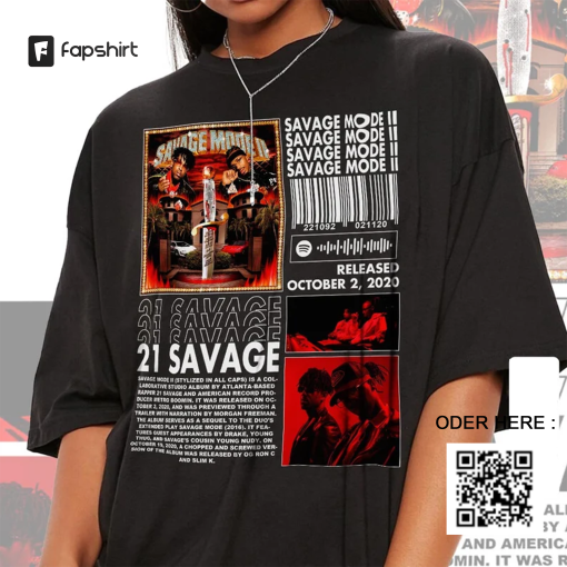 21 Savage Rap Shirt, Savage Mode II Album 90s Y2K Merch Vintage Rapper Hiphop Sweatshirt, Retro Unisex Gift Bootleg Hoodie Mus0806DK