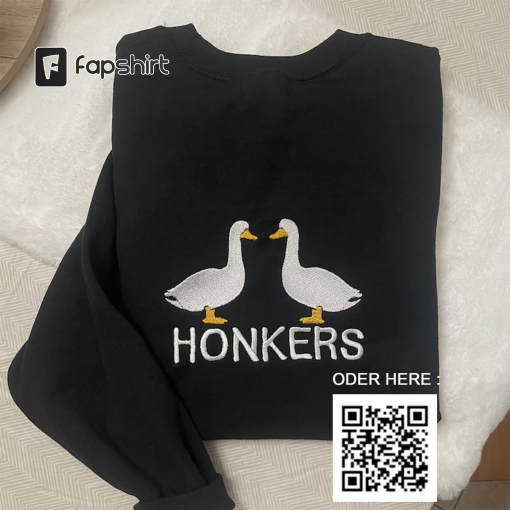 Honkers Embroidered Sweatshirt- Y2K Style Embroidered Crewneck| unisex Sweatshirt- funny clothing- gifts -silly goose – university crewneck