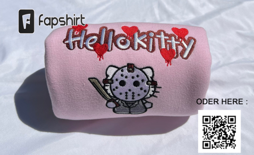 Vintage Embroidered Sweatshirt Jason Hello Kitty Halloween