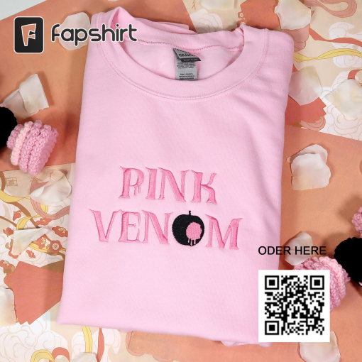 Vintage Embroidered Sweatshirt Pink Venom Blackpink Kpop Gift For Fan