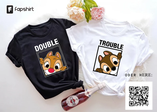 Chip And Dale T-Shirt, Double Trouble Shirt, Disney Couple Shirts, Disney Family Shirts, Disneyland Vacation, Funny Sibling Tees,Kids Tshirt