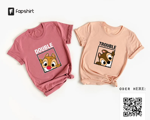 Chip And Dale T-Shirt, Double Trouble Shirt, Disney Couple Shirts, Disney Family Shirts, Disneyland Vacation, Funny Sibling Tees,Kids Tshirt