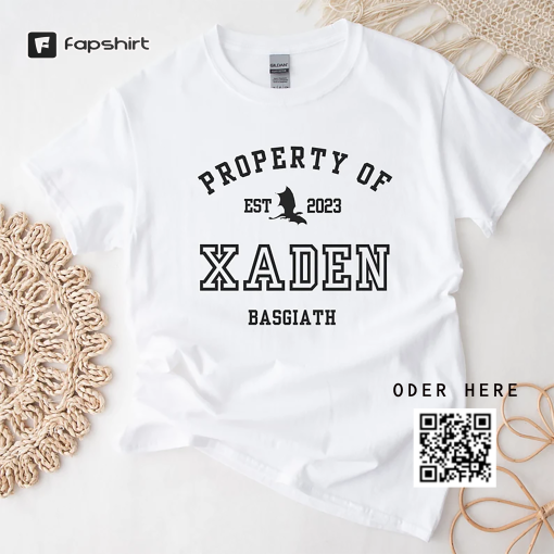 Fourth Wing Xaden Riorson Property Of Collegiate White Tshirt Basgiath War College Merch Classic Unisex Crewneck T-shirt