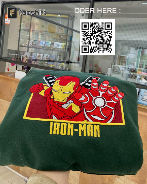 Stark Embroidered Hoodie Vintage Avengers, Iron man embroidered crewneck Sweatshirt, Iron Man Embroidered Hoodie