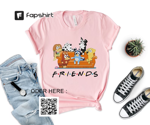 Bluey Friends Shirt, Bluey Birthday Party Tshirt, Bluey Character Shirt, Bluey Heeler Family Shirt, Bluey Birthday Gift, Bluey and Bingo Tee