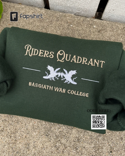 Fourth Wing Embroidered Sweatshirt, Basgiath War College Shirt, Dragons Fantasy Reader Shirt, Violet Sorrengail, Riders quadrant, bookish