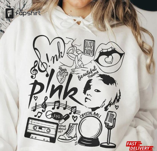 P!Nk Pink Singer Summer Carnival 2023 Tour Shirt Doodle Art Trustfall Merch Album Lyrics Sweatshirt Classic