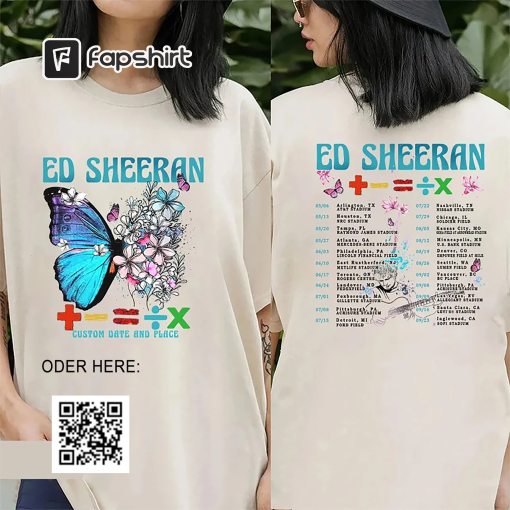 Custom Ed Sheeran The Mathematics Tour Shirt, Custom Vintage Ed Sheeran Butterfly Shirt