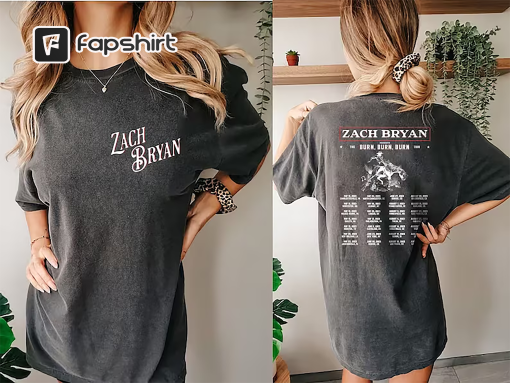 Zach Bryan Front and Back Printed The Burn Burn Burn Tour 2023 Shirt For Fan Zach Bryan Concert Fan Shirt, Zach Bryan 2023 Country Music