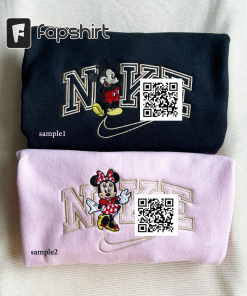 Mickey and Minnie Matching Couple Embroidered Sweatshirt,…