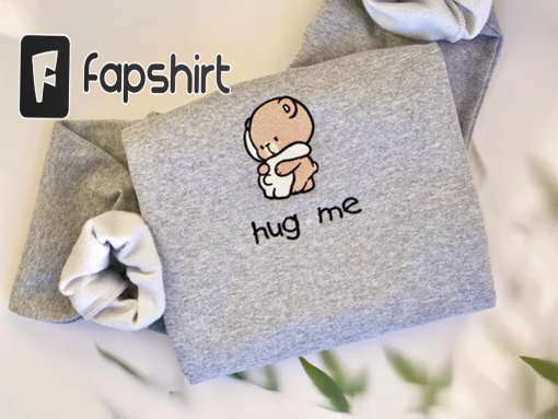 Hug Me Couple Bear Embroidered Sweatshirt | Cute Embroidered Crewneck | Aesthetic Sweatshirt