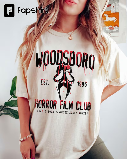 Comfort Colors Woodsboro Horror Club Shirt, Horror Film Club Shirt, Scary Halloween Shirt, Spooky Season Shirt, Scream Ghost Shirt