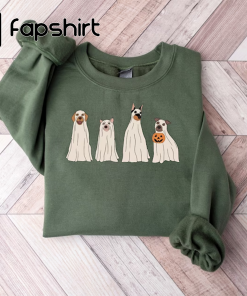 Halloween Sweatshirt,Halloween Sweater,Ghost Sweatshirt,Halloween Dog Sweatshirt,Ghost Dog…