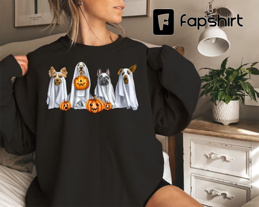 Halloween Sweatshirt,Halloween Sweater,Ghost Sweatshirt,Halloween Dog Sweatshirt,Ghost Dog Shirt,2023 Happy Halloween,Retro Spooky Season