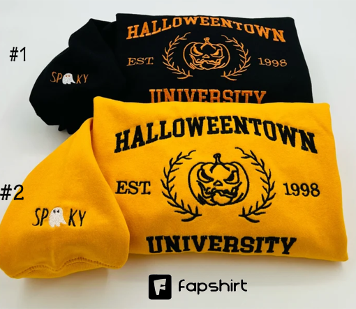 Embroidered Halloween embroidery sweatshirt/Halloweentown sweatshirt, sleeve spooky, ghost, Y2K Style Embroidered Crewneck| Pumpkin Shirt