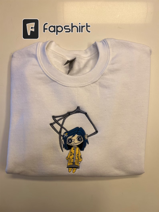 Coraline Sweatshirt | Embroidered Crewneck | Halloween Sweatshirt | Horror Hoodie | Coraline Pull Over | Coraline Shirt