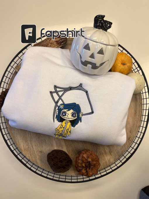 Coraline Sweatshirt | Embroidered Crewneck | Halloween Sweatshirt | Horror Hoodie | Coraline Pull Over | Coraline Shirt