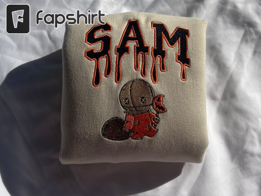 Sam Halloween Pumpkin Drip Vintage Embroidery Sweatshirt