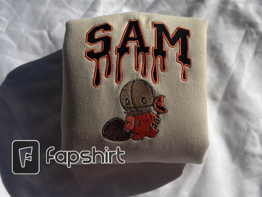 Sam Halloween Pumpkin Drip Vintage Embroidery Sweatshirt