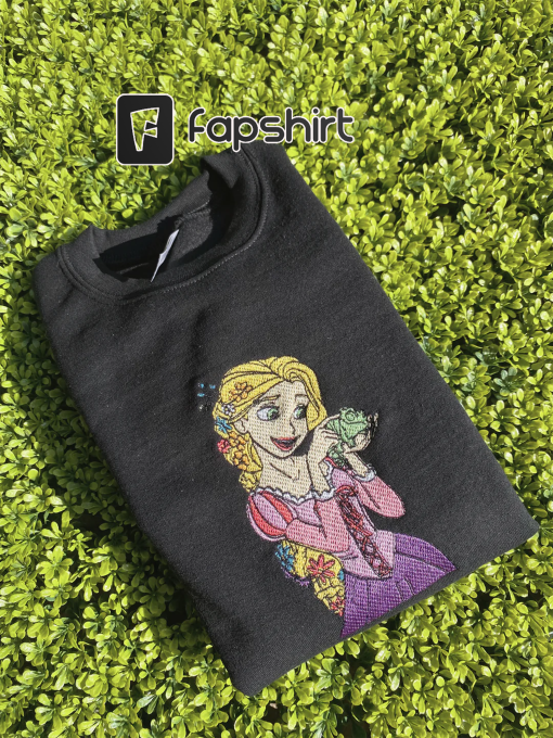 Rapunzel Disney Princess Tangled Embroidered Sweatshirt, Gift For Rapunzel Lovers Embroidered Hoodie, Disney Tangled Embroidery Sweatshirt