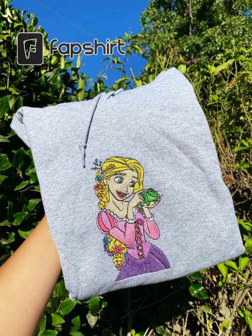 Rapunzel Disney Princess Tangled Embroidered Sweatshirt, Gift For Rapunzel Lovers Embroidered Hoodie, Disney Tangled Embroidery Sweatshirt