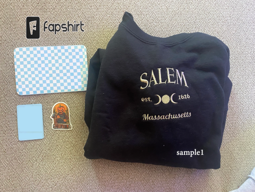 Salem Massachusetts Embroidered Sweatshirt | Fall Sweater | Halloween Crewneck | Pumpkin Patch Sweatshirt | Local Witches Sweatshirt