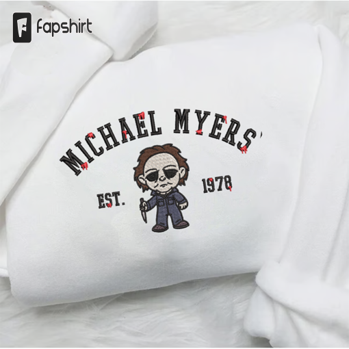 Michael Myers Embroidered Crewneck, Halloween Sweatshirt, Horror friends Embroidered Hoodie, Unisex T-shirt