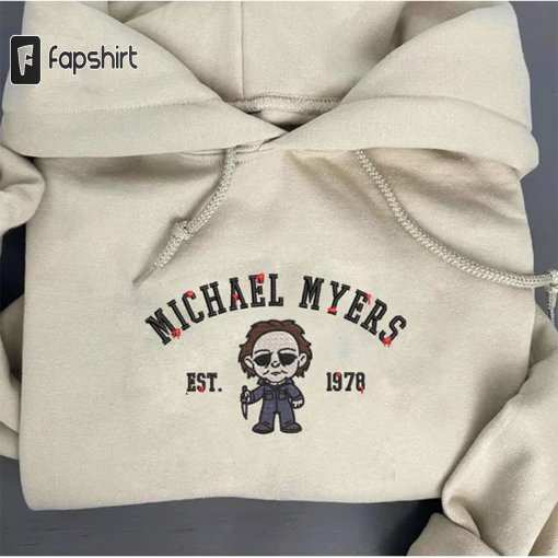 Michael Myers Embroidered Crewneck, Halloween Sweatshirt, Horror friends Embroidered Hoodie, Unisex T-shirt