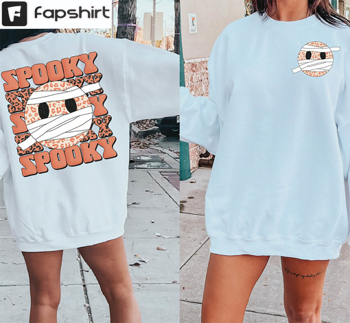 Spooky Halloween Shirt, Groovy Halloween Cute Ghost Short Sleeve Long Sleeve