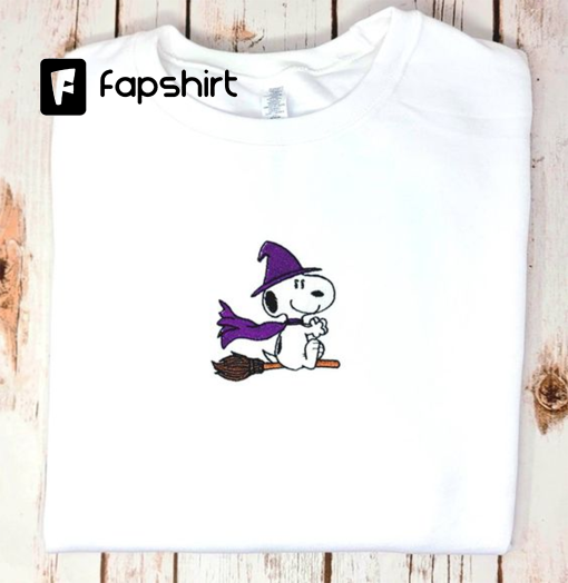 Customizable Snoopy Witch Vintage Inspired Embroidered Crewneck Sweatshirt Halloween Fall Spooky Season Back to School Cute Oversized Gift