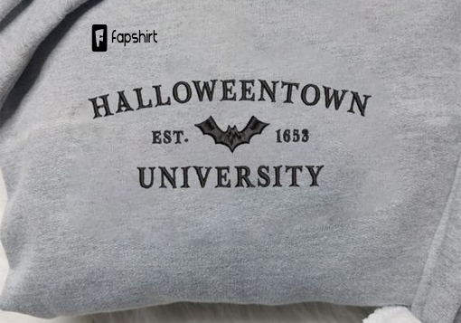 Halloweentown University Est 1653 Embroidered Crewneck, Halloween Sweatshirt, Pumpkin Hoodie