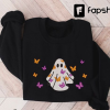 Dainty Dancing Skeletons Embroidered Sweatshirt — Halloween Crewneck, Spooky Season