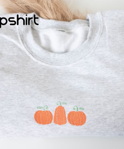 Embroidered Pumpkin Trio Sweatshirt, Embroidered Fall Sweatshirt,…