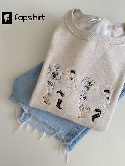 Cowboy Skeletons Shirt — Embroidered Halloween Sweatshirt