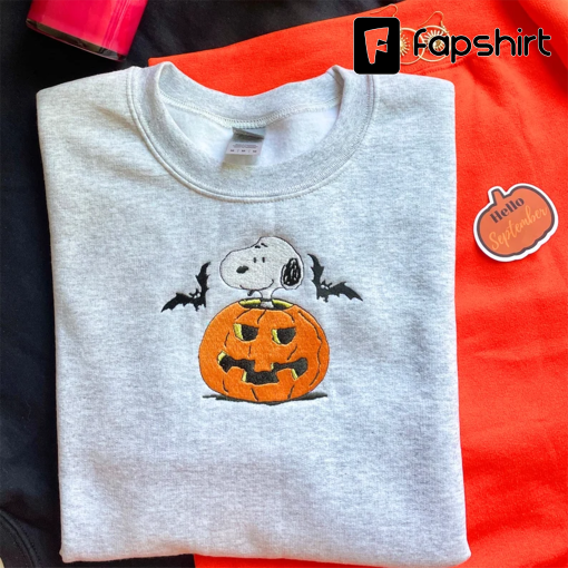 Snoopy Pumpkin Halloween Embroidered Sweatshirt, Pumpkin Sweatshirt, Fall Shirts, Snoopy Dog Halloween Pumpkins Sweatshirt, Halloween gift