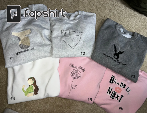 Embroidered Ariana Album Sweatshirt, Ariana Grande Fan Shirt, Embroidered Music album Clothing, Ariana Grande Merch