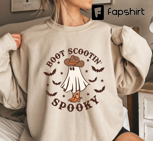 Boot Scootin Spooky Sweatshirt and Hoodie,Halloween Shirt ,Cowboy Ghost Shirt,Western Halloween Shirt, Cute Spooky Shirt, Halloween Gift