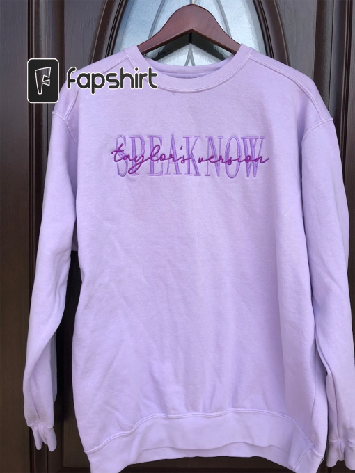 Embroidered Speak Now Taylor’s Version comfort colors sweatshirt Eras release album t swift fan made unisex sweatshirt purple monochromatic