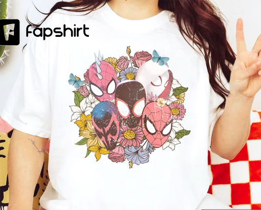 Vintage Floral Spider Man Across The Spider Verse Shirt, Miles Morales, Spider Gwen, Spider 2099, Spider Punk, Spider Man, Marvel Gifts