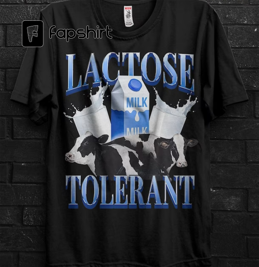 Lactose Tolerant Funny Meme Gift T shirt For Friends,Lactose Intolerant Milk LMAO Shirt For Teenager,Cringy Shirts Gen Z Humor Blue Gallon