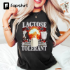 Lactose Tolerant Funny Meme Gift T shirt For Friends,Lactose Intolerant Milk LMAO Shirt For Teenager,Cringy Shirts Gen Z Humor Blue Gallon