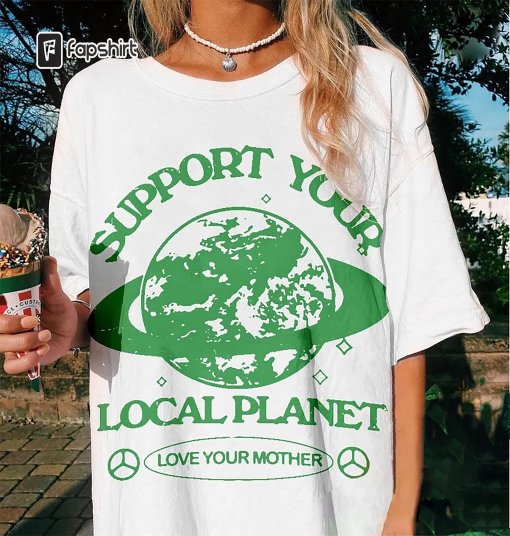 Aesthetic Summer T shirt, Retro Graphic Tee, Local Planet Aesthetic tshirt, Tumblr tshirt, Trendy Oversized, Vsco girl, Summer Surf tee