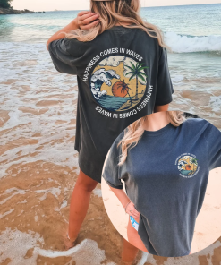 Happiness Comes in Waves Tee, Summer Graphic…